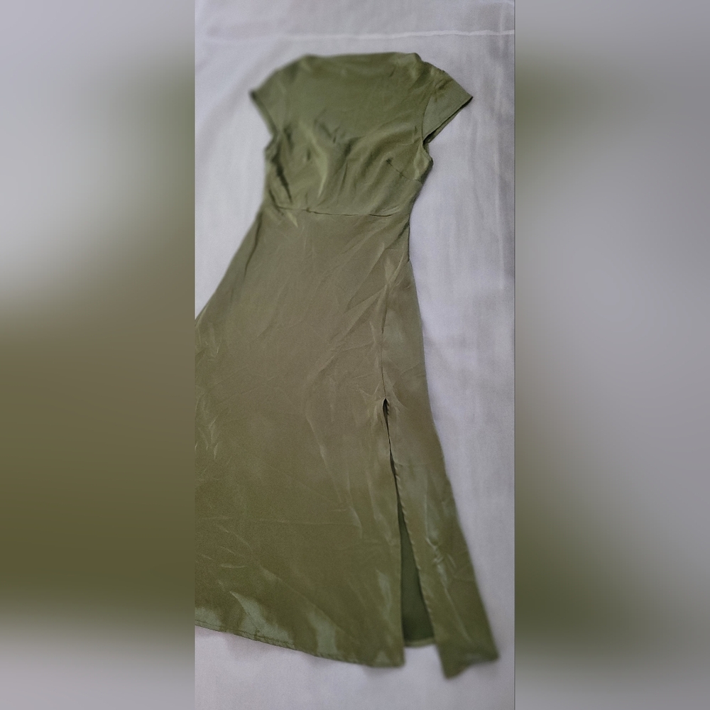 Selfie Leslie Olive Satin Midi Dress - Picture 12 of 16